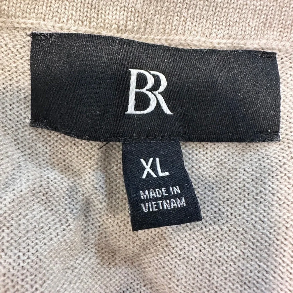 Banana Republic Sweater Mens Cream Merino Wool Crew Neck Long Sleeve XL FLAW
